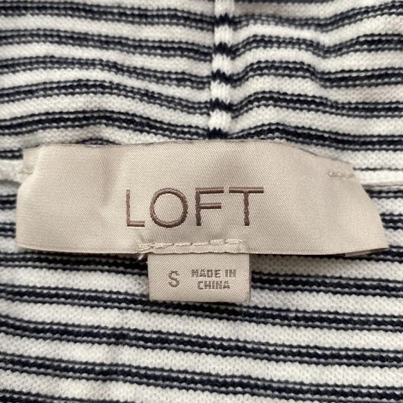 Loft Open Hooded Striped Cardigan 💗 White & Black - Picture 14 of 16